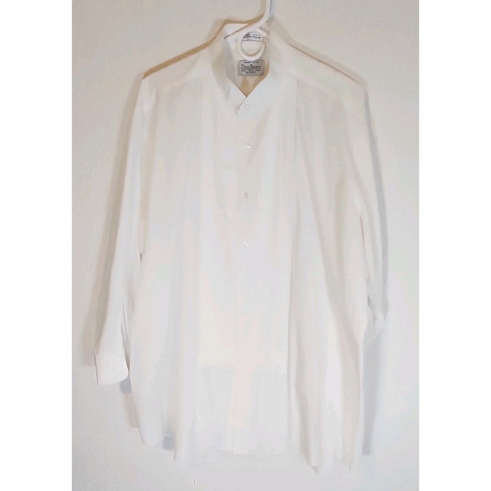 Doni Barassi Easy Care Easy Fit White Solid Dress‎ Shirt Men's XL 32/33